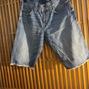 True Religion Blue Jean Shorts Distressed Vintage Look